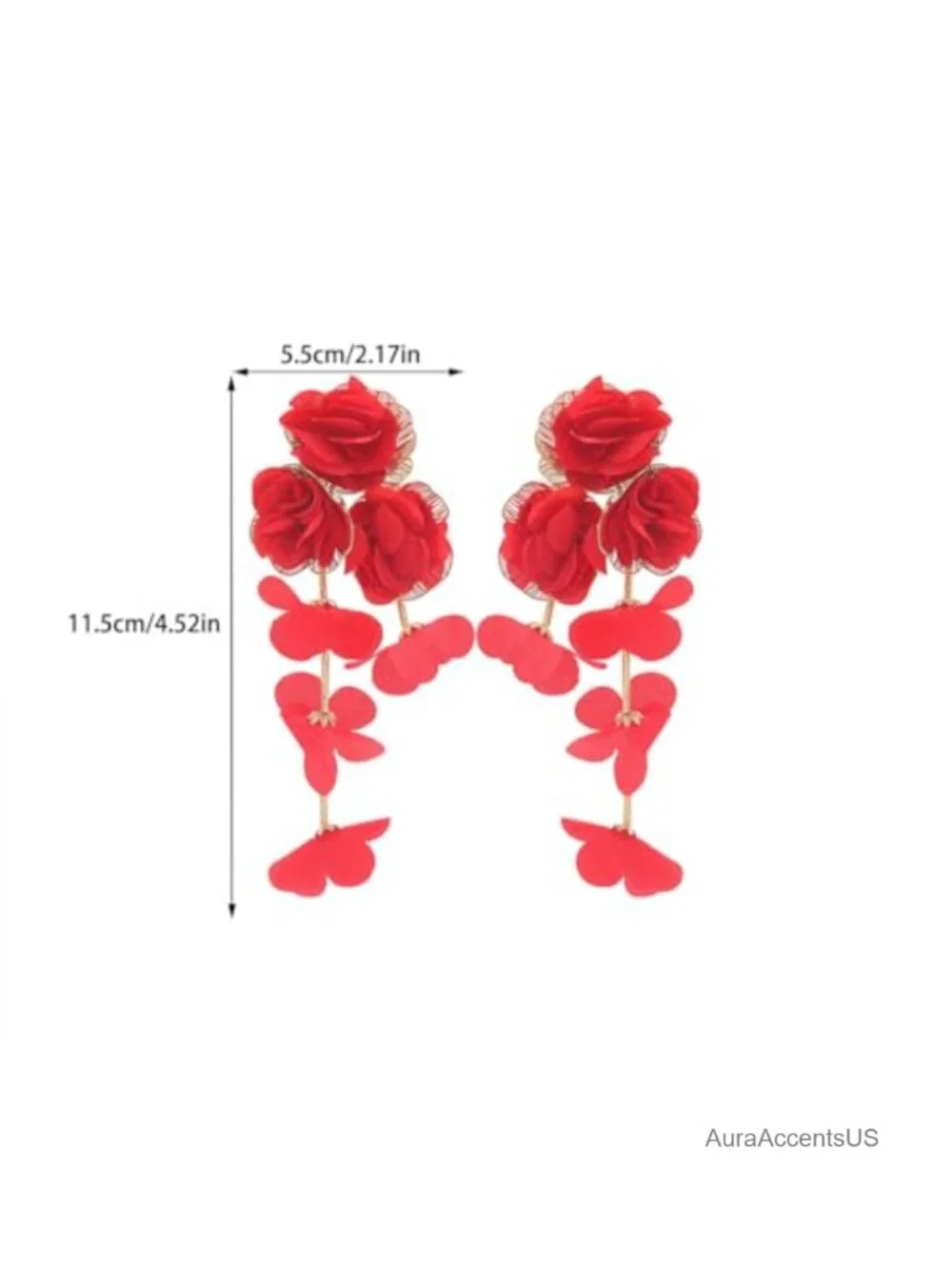 Handmade Fabric Flower Drop Dangle Earrings for Women Lightweight Statement